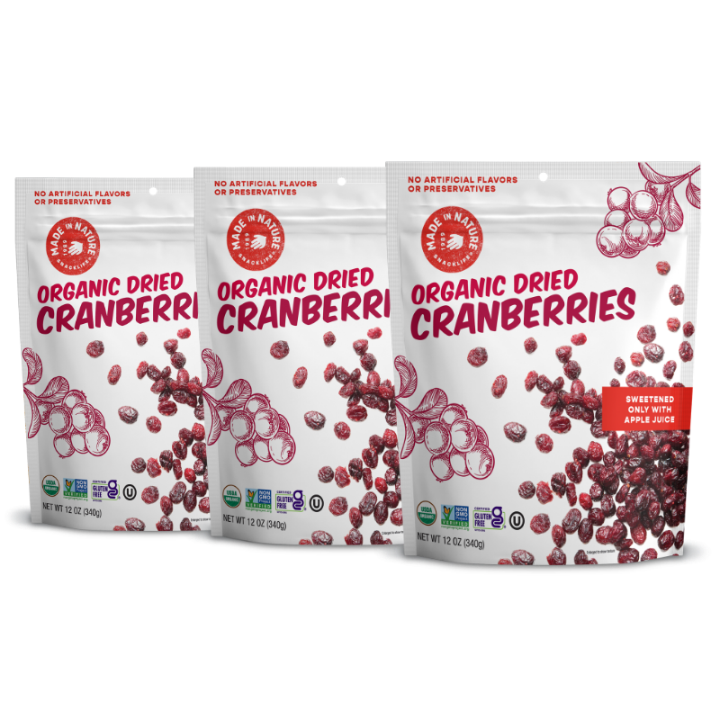 3 packs of dried cranberries