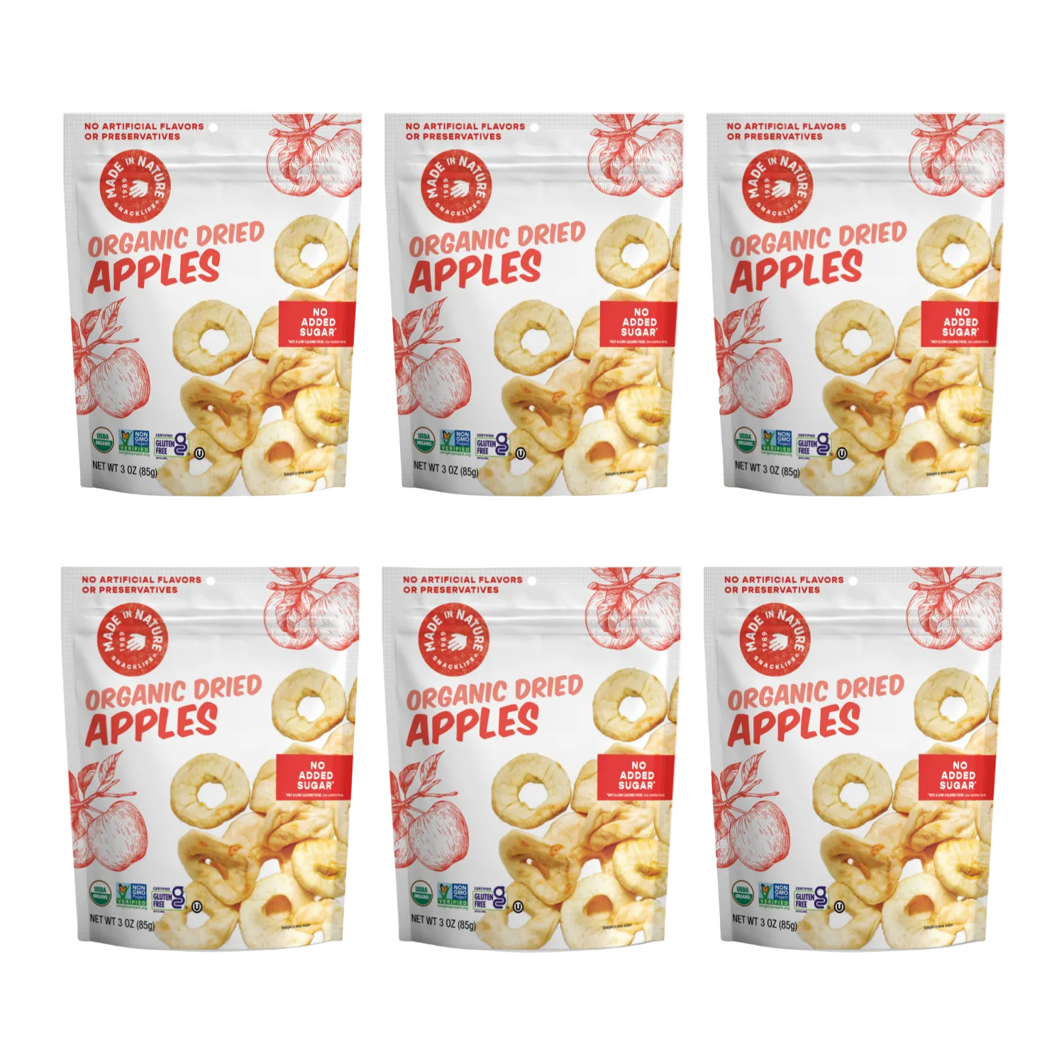 Six bags of Organic Dried Apples
