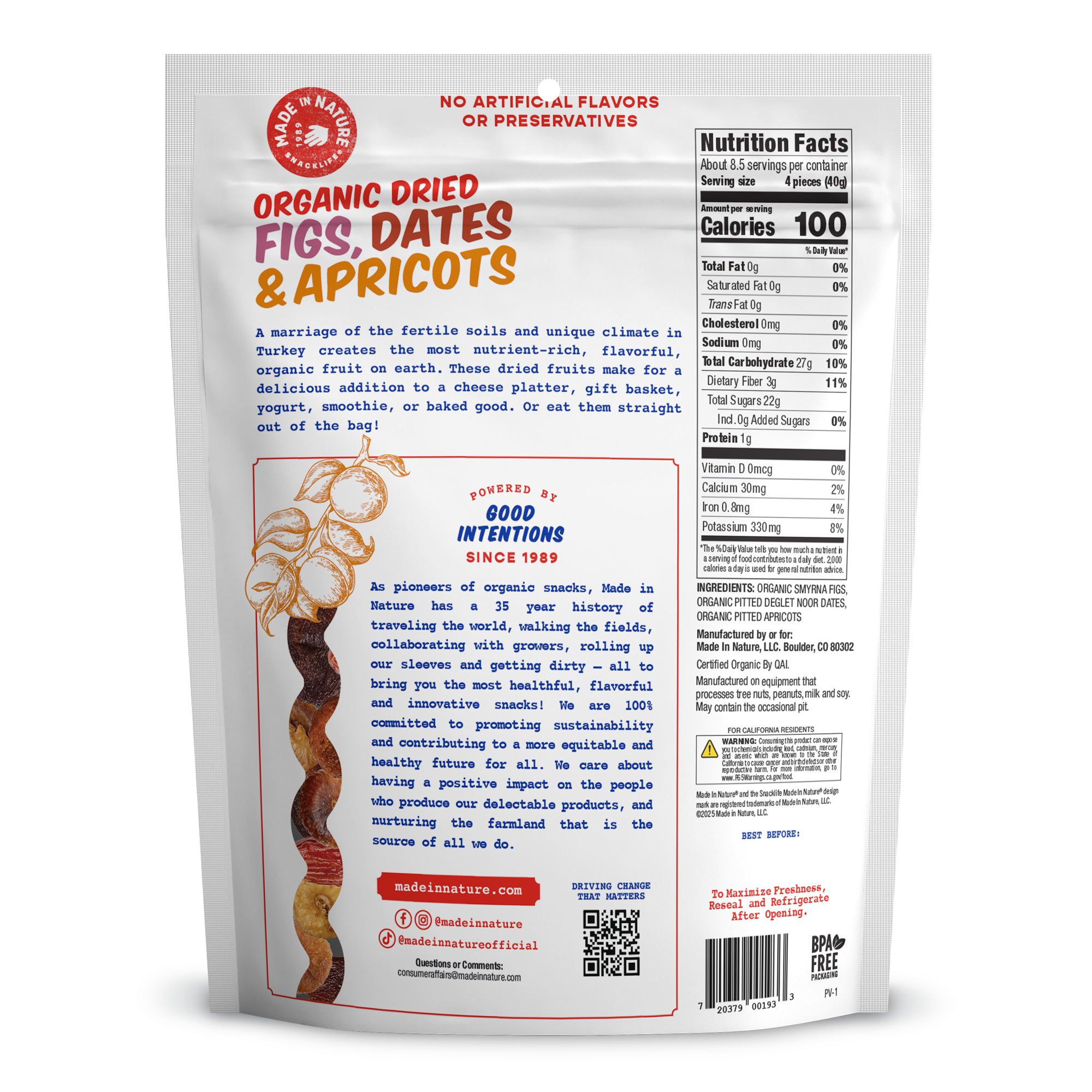 Organic Dried Figs, Dates & Apricots